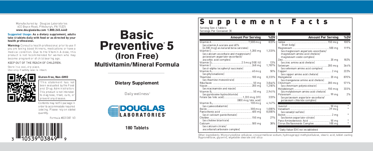 Douglas Laboratories® Basic Preventive 5 Iron-Free 180 tabs