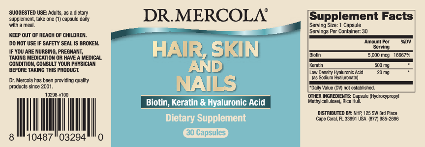 Dr. Mercola Haare, Haut und Nägel 30 Kapseln