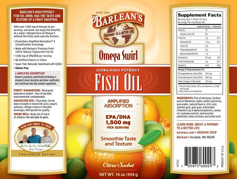 Barlean's Organic Oils High Pot Omega-3 Citrus Sorbet 29 serv