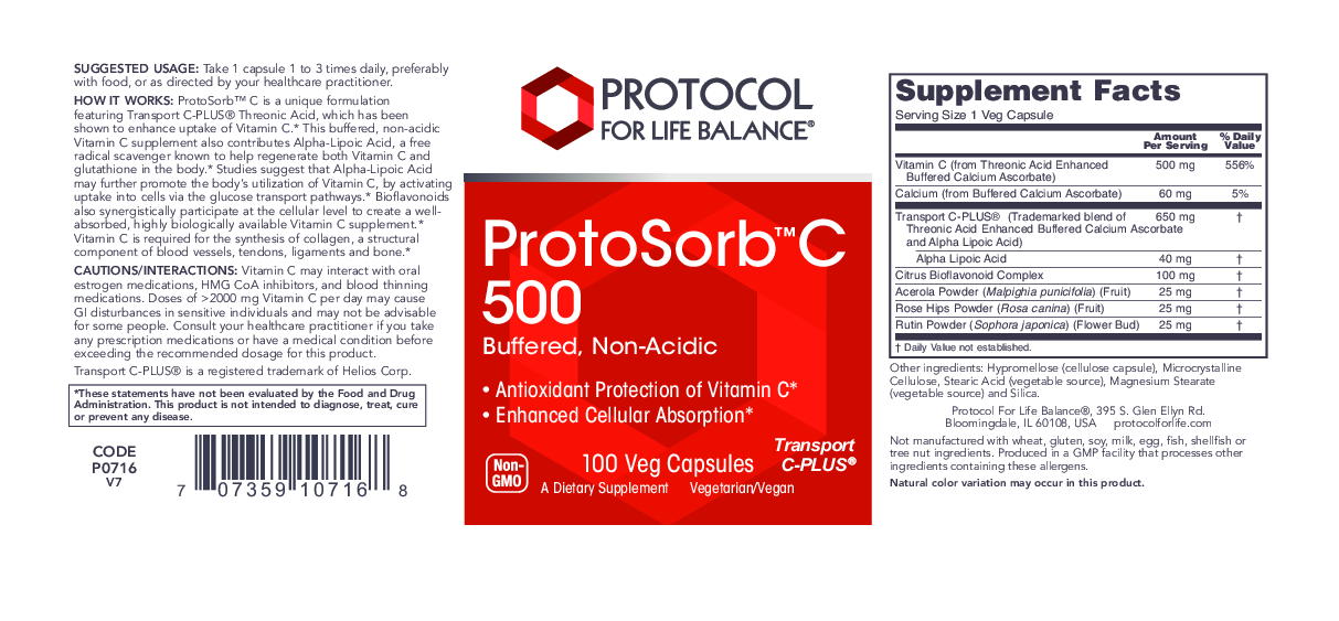 Protocol For Life Balance ProtoSorb  C 500 100 vcaps