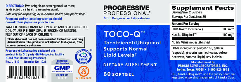 Progressive Labs Toco-Q  60 gels