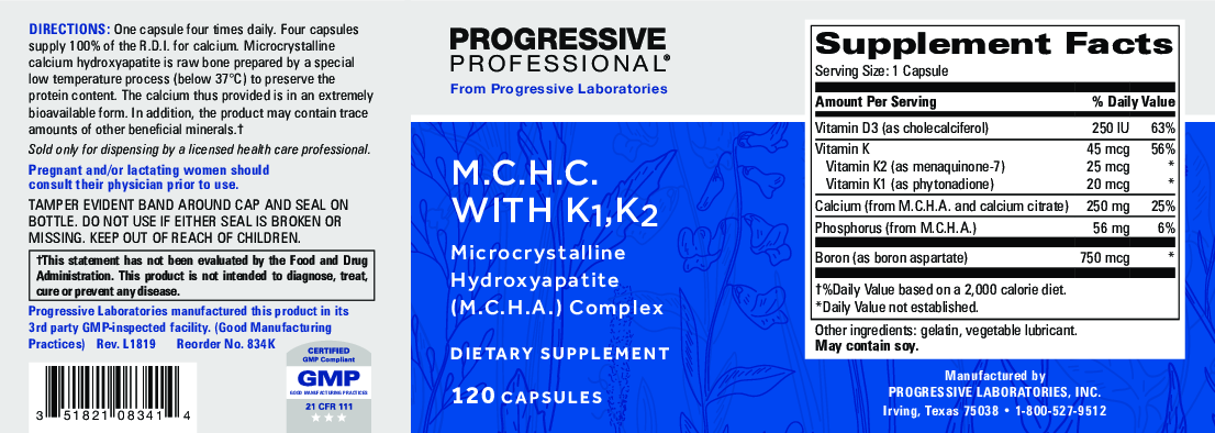 Progressive Labs M.C.H.C with K1, K2 120 caps