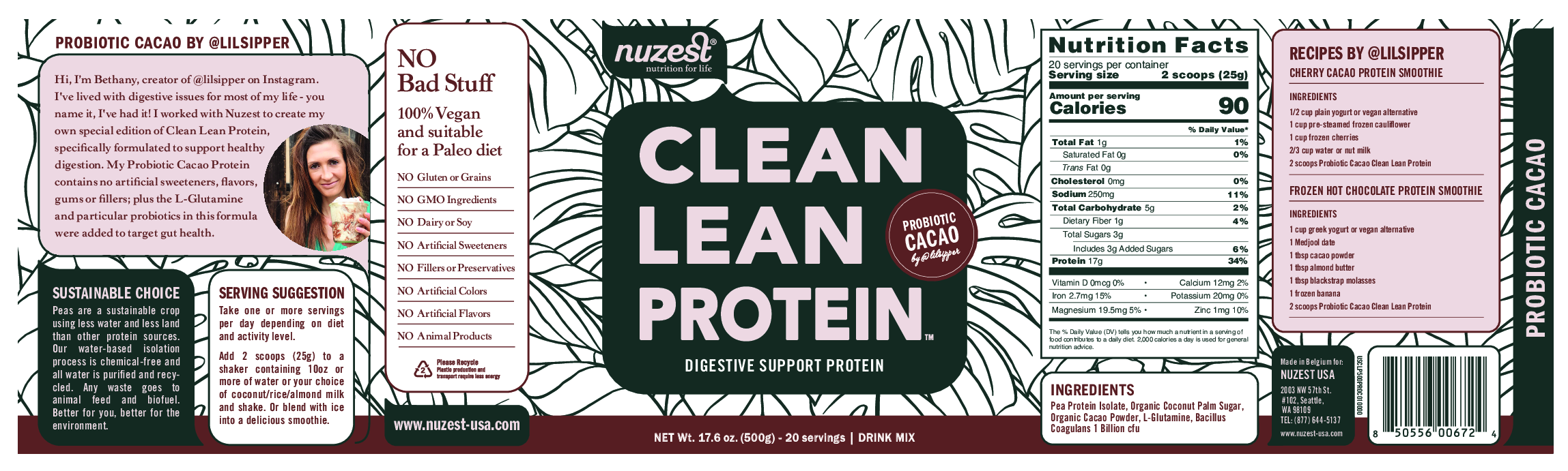 NuZest Clean Lean Prot Probio Cacao 20 serv