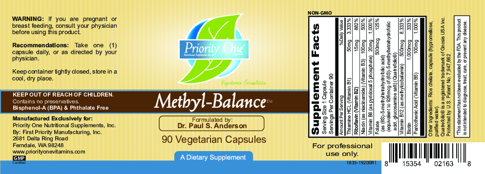 Priority One Vitamins Methyl-Balance 90 vegcaps