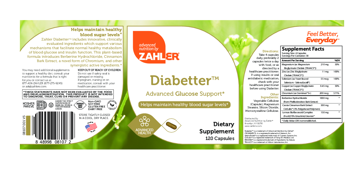 Advanced Nutrition by Zahler Diabetter 120 vegcaps