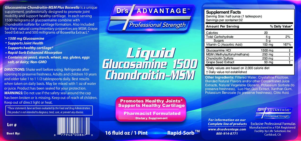 Dr.'s Advantage Glucosamine 1500 Chondroitin MSM 16 oz