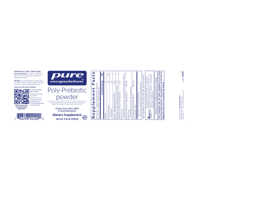 Pure Encapsulations Poly-Prebiotic powder 4.9 oz