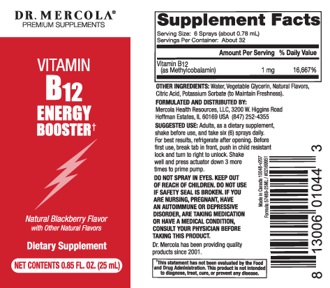 Dr. Mercola Vitamin B-12 Energy Booster .85 fl oz
