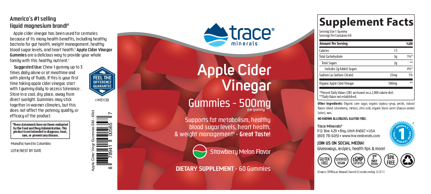 Trace Minerals Research Яблочный уксус 60 жевательных резинок