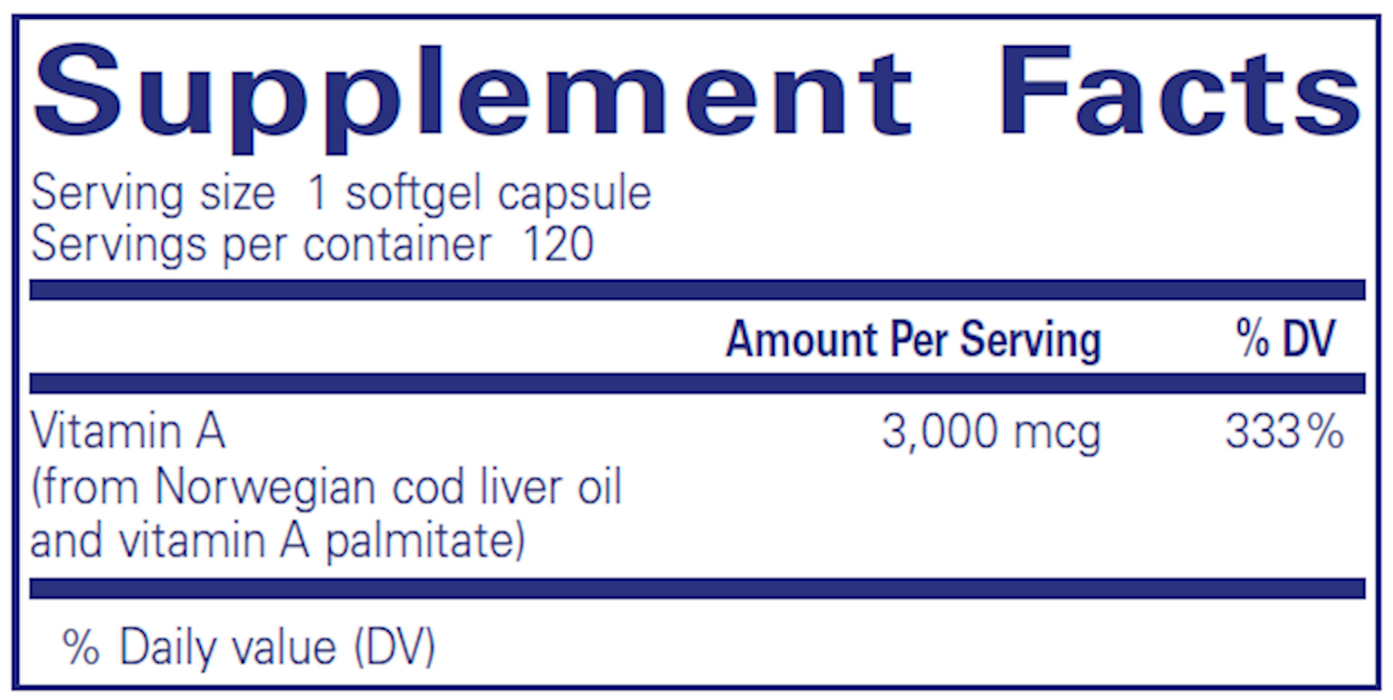 Pure Encapsulations Vitamin A 10,000 IU 120 gels