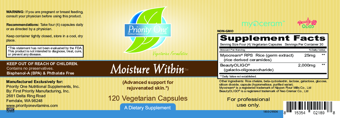 Priority One Vitamins Moisture Within 120 vegcaps