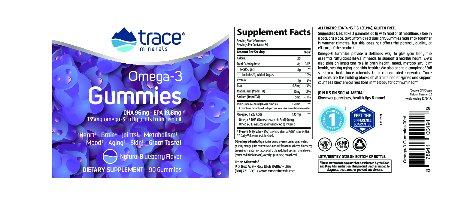 Trace Minerals Research Omega Gummies Blueberry 90 gummies