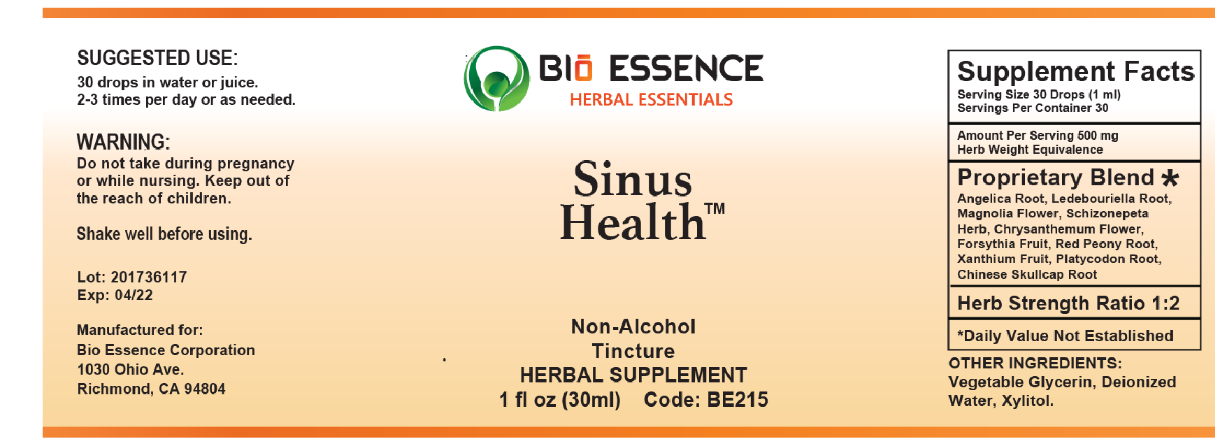 Bio Essence Health Science Sinus Health 1 fl oz
