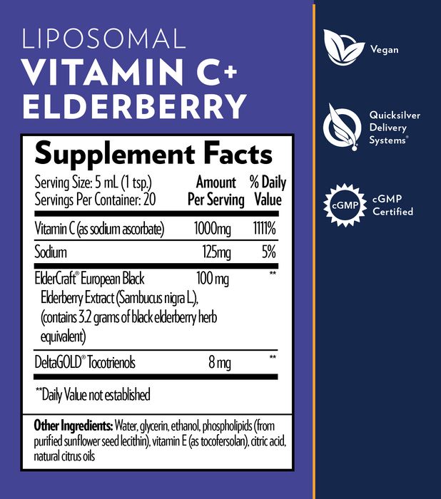 Quicksilver Scientific Liposomal Vitamin C + Elder 3.38 fl oz