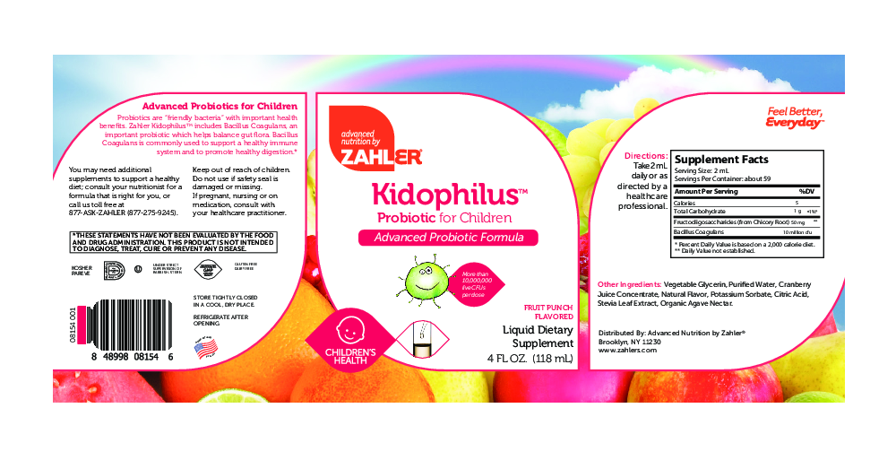 Advanced Nutrition by Zahler Kidophilus-Fruit Punch 4 fl oz