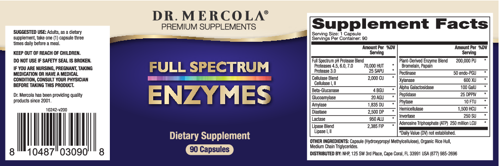 Dr. Mercola Full Spectrum Enzymes 90 caps