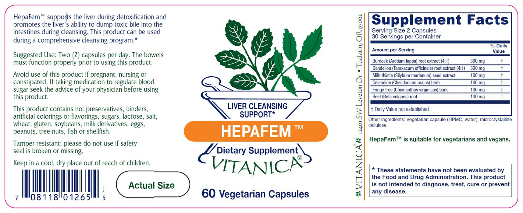 Vitanica Hepafem 60 Kapseln