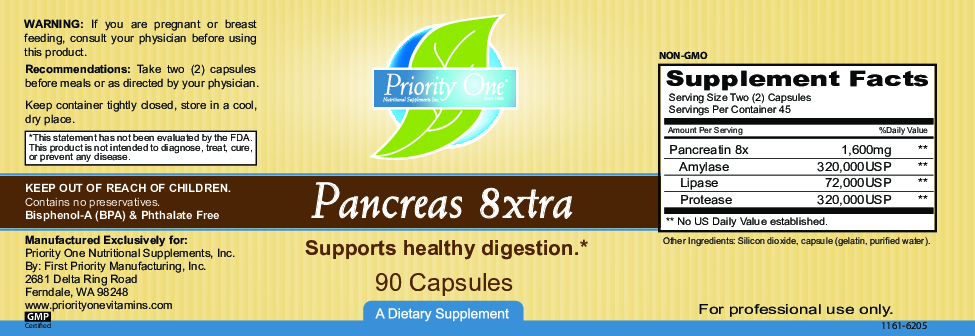 Priority One Vitamins Pancreas 8xtra 90 caps