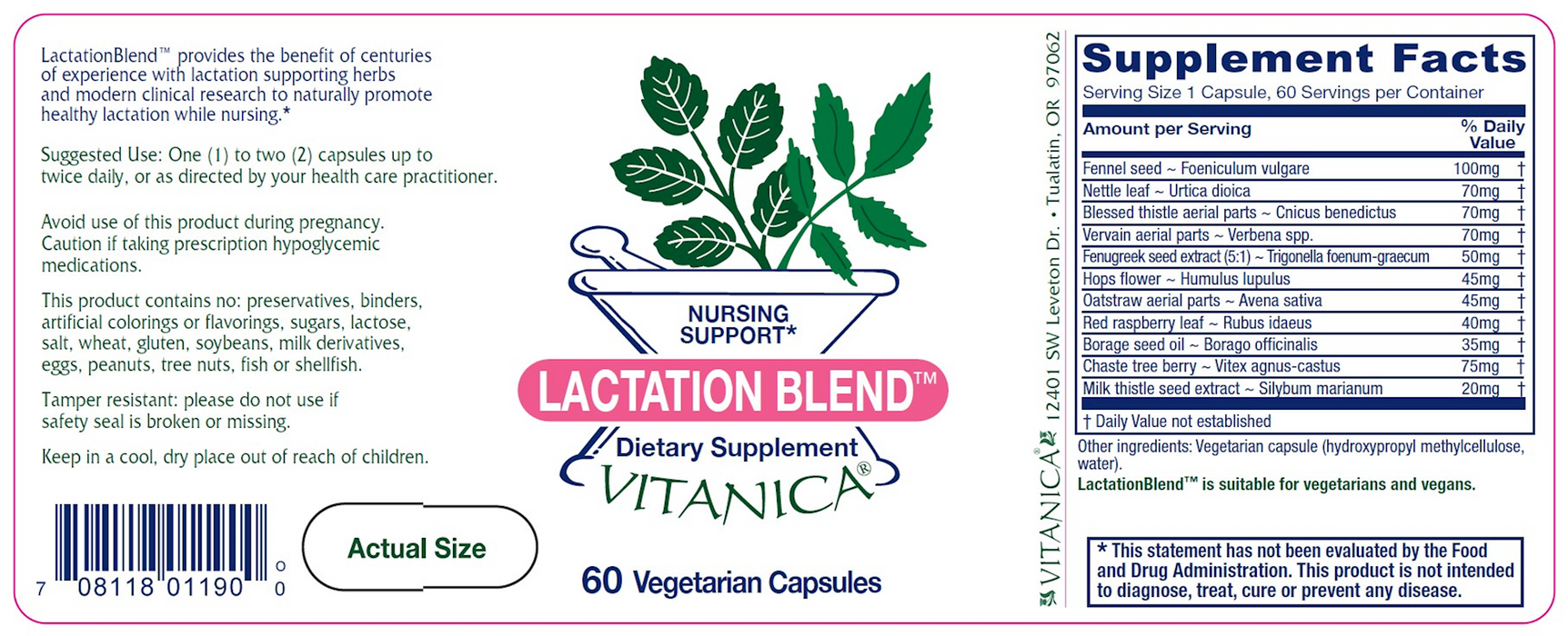 Vitanica Lactation Blend 60 caps