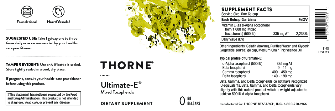Thorne Ultimate-E 60 gelcaps