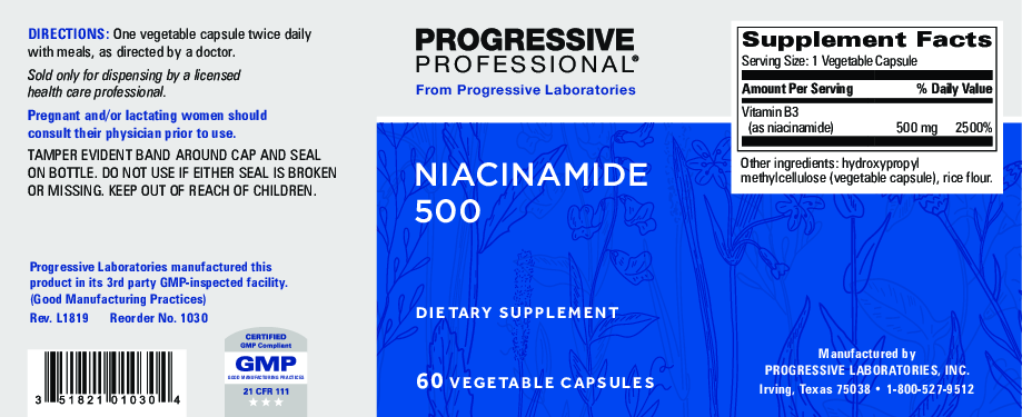 Progressive Labs Niacinamide 500 60 vcaps