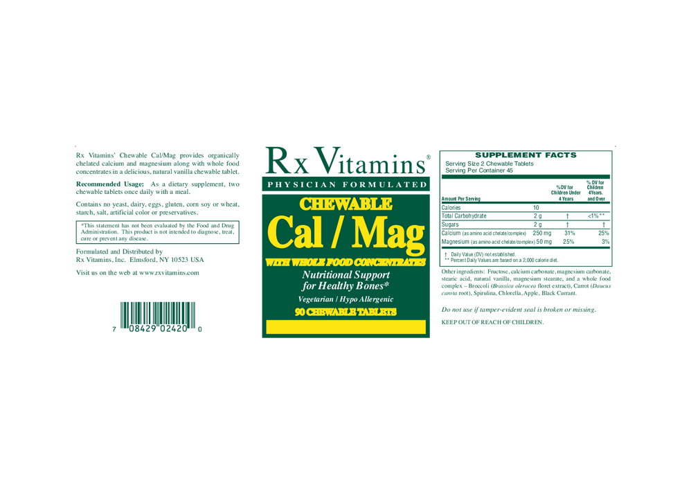 Rx Vitamins Cal/Mag 90 chew tabs