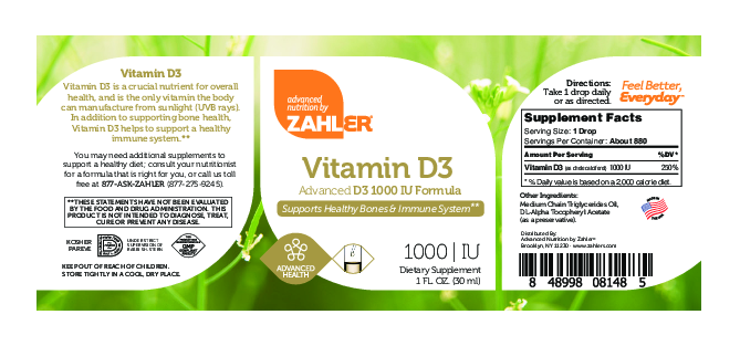 Advanced Nutrition by Zahler Vitamin D3 1000 IU Liquid 1 fl oz