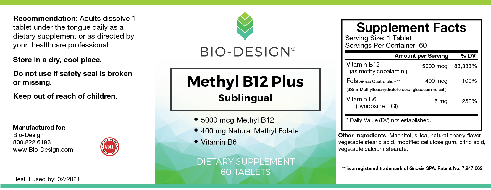 Bio-Design Methyl B12 Plus 5000 mcg 60 tabs