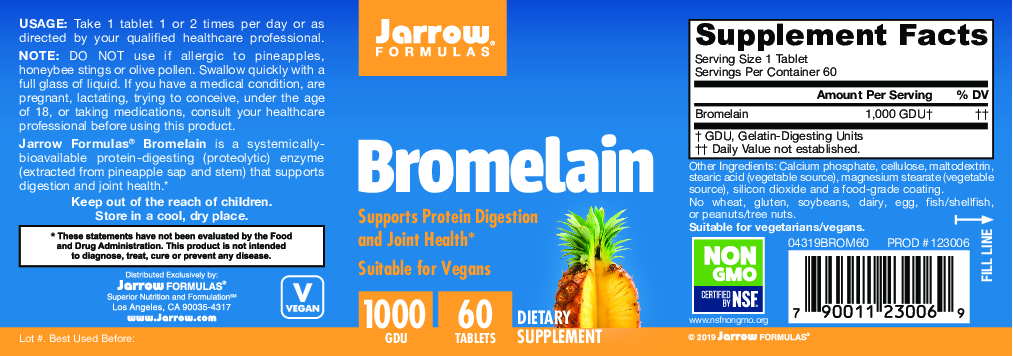 Jarrow Formulas Bromelain 1000 GDU 60 tabs