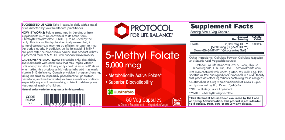 Protocol For Life Balance 5 Methyl Folate 5,000 mcg 50 vegcaps
