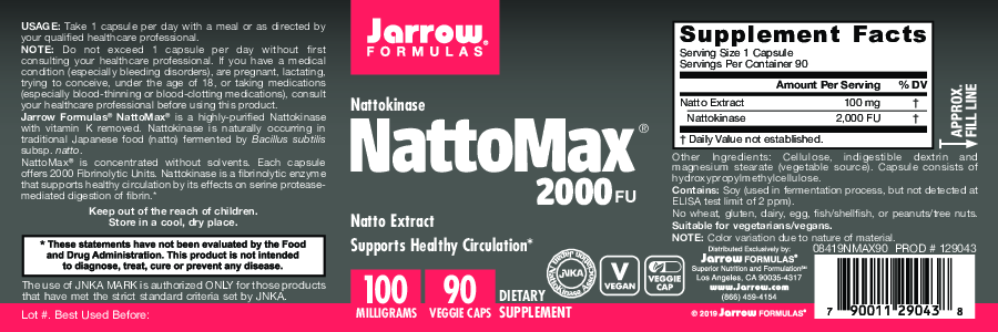Jarrow Formulas NattoMax 2000 FU 100 mg 90 vegcaps