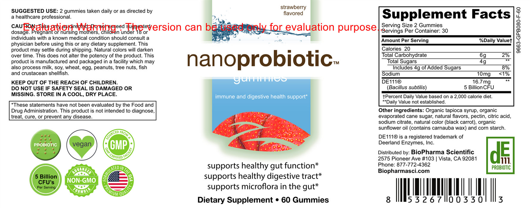 BioPharma Scientific Nanoprobiotic 60 gummies