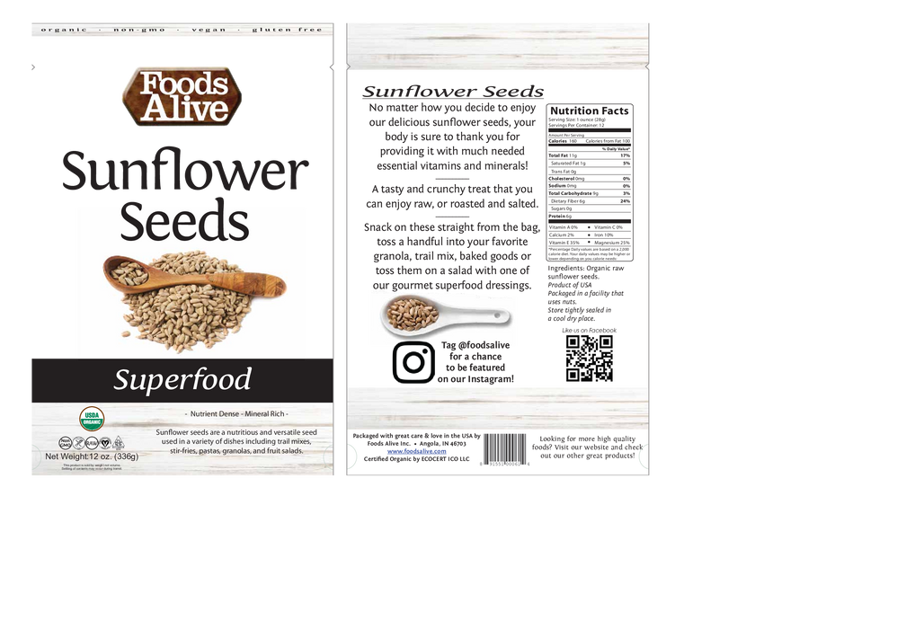 Foods Alive Organic Sunflower Seeds 12 serv