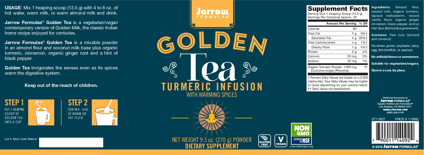 Jarrow Formulas Golden Tea 9.5 oz
