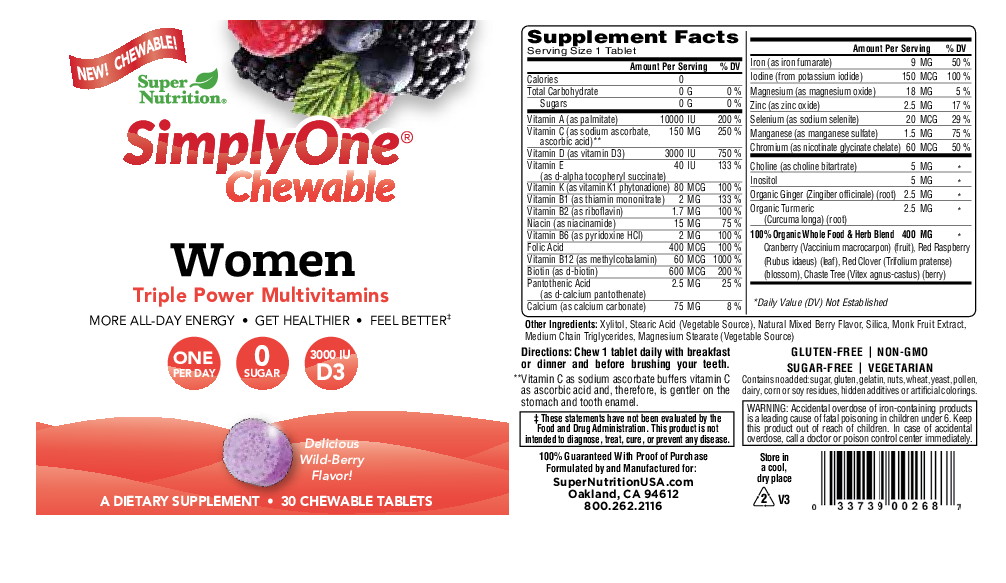 Super Nutrition SimplyOne Women 30 Chewable tab