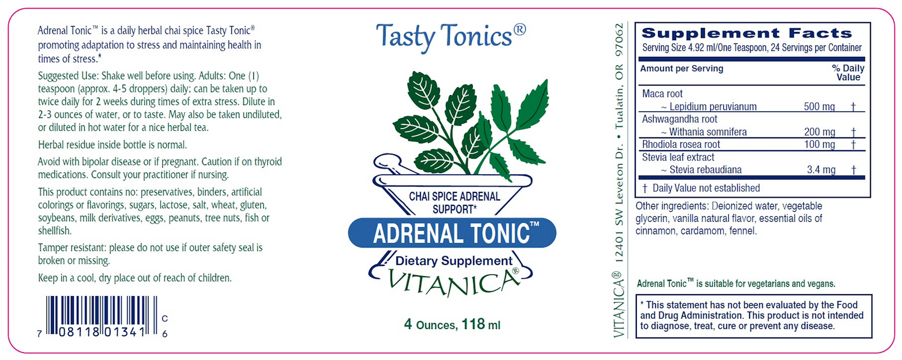 Vitanica Adrenal Tonic 4 oz