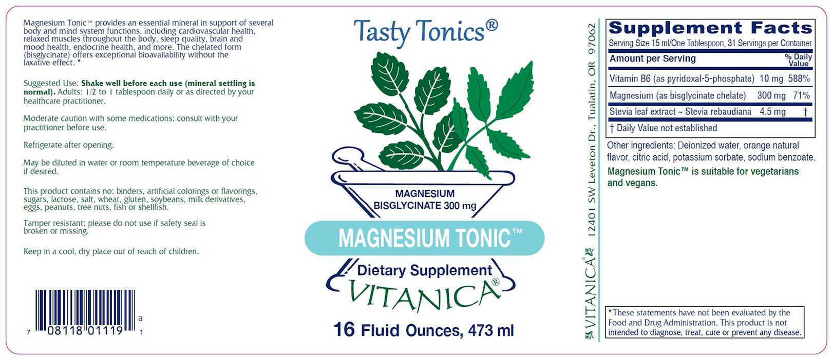 Vitanica Magnesium Tonic  16 fl oz