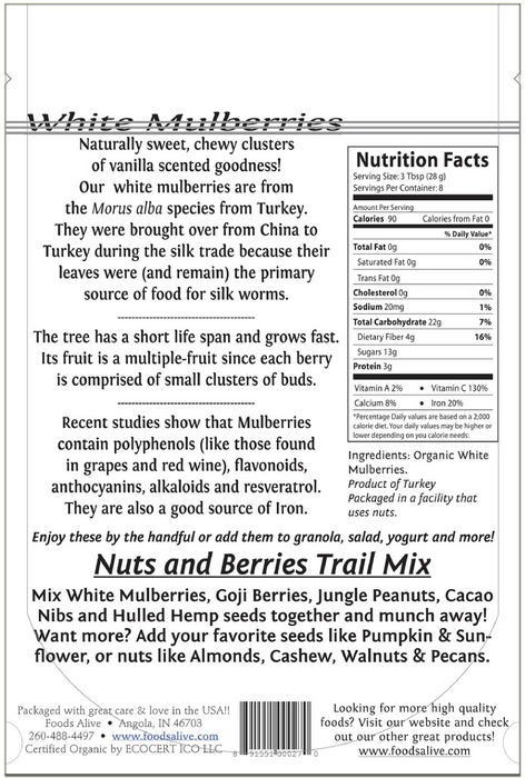 Foods Alive White Mulberries 8 oz