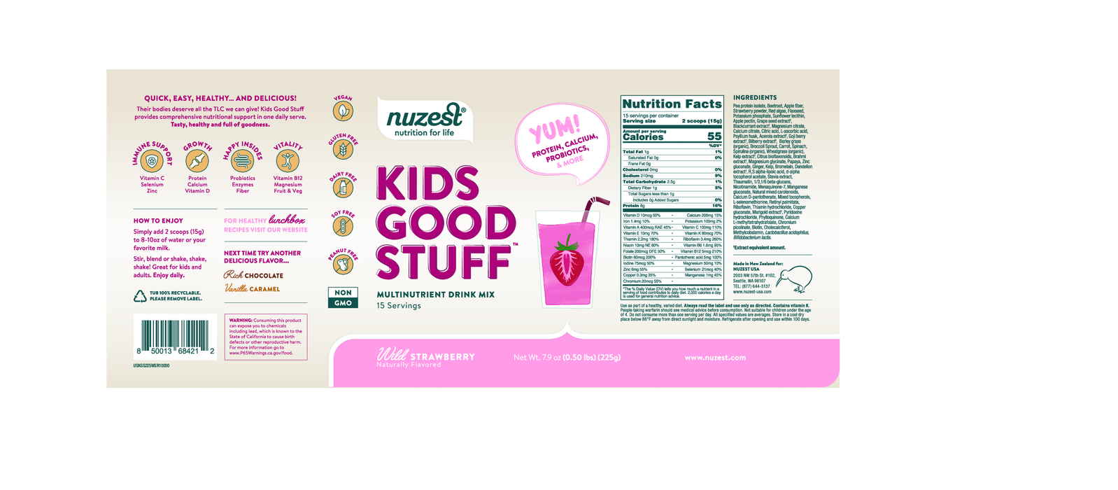 NuZest Kids Good Stuff Straw 15 servings