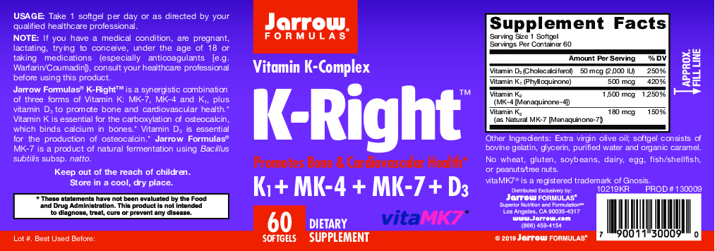 Jarrow Formulas K-Right 60 softgels
