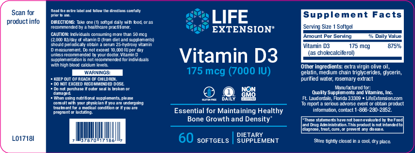 Life Extension Vitamin D3 175 mcg 60 softgels