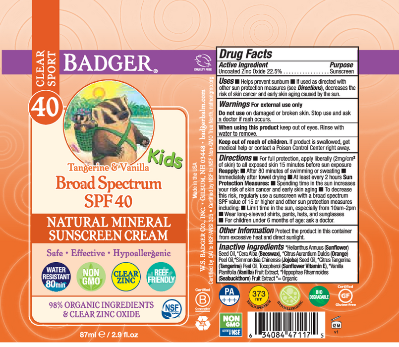 W.S. Badger Company SPF 40 Kids Clear Zinc Sunscreen 2.9 oz
