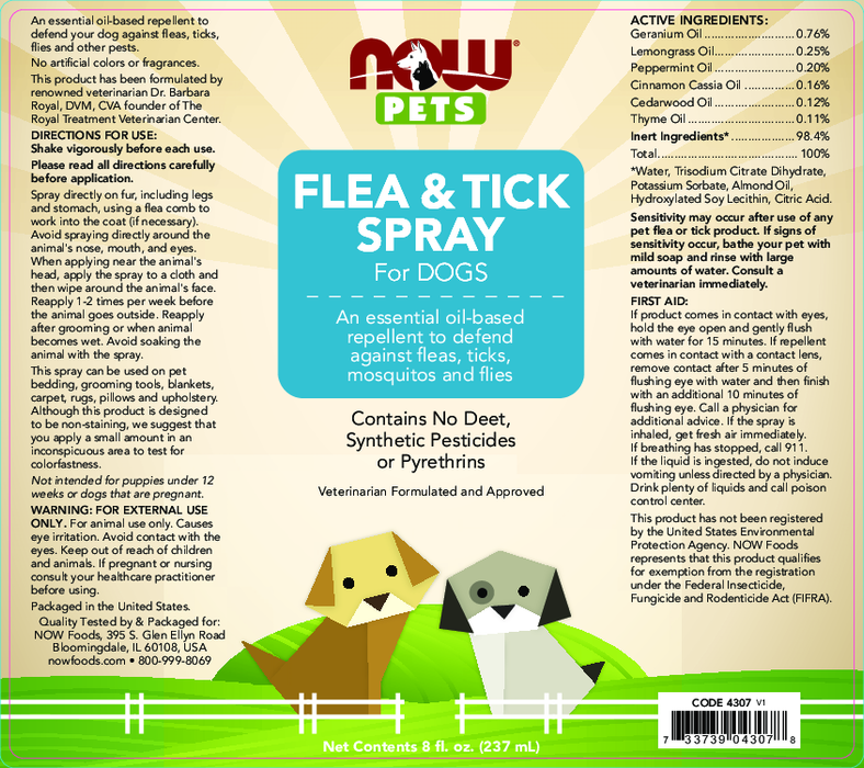 NOW Flea & Tick Spray for Dogs 8 fl oz