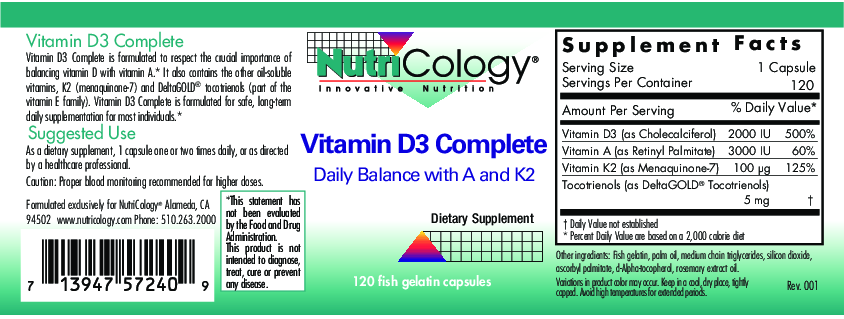Nutricology Vitamin D3 Complete 120 gelcaps