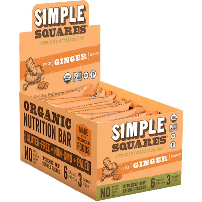 Simple Squares Ginger Protein Bars Organic 12 bars