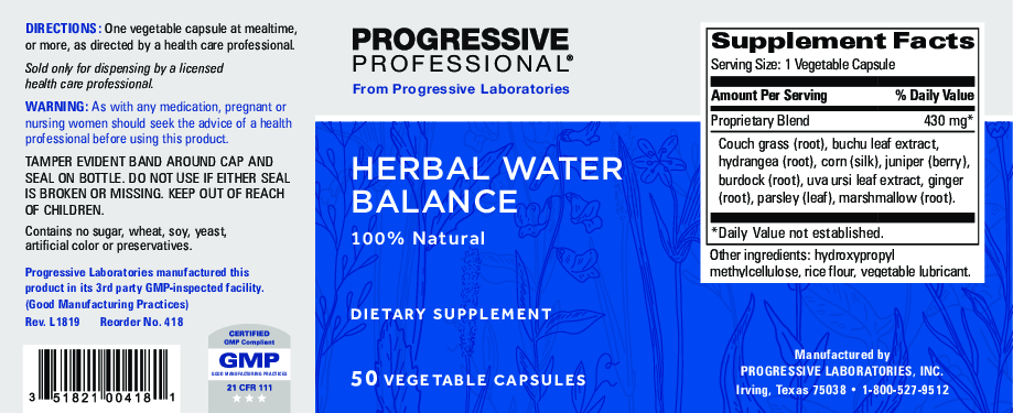 Progressive Labs Herbal Water Balance 50 caps