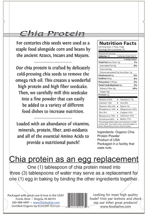 Foods Alive Chia Protein Powder Organic 8 oz