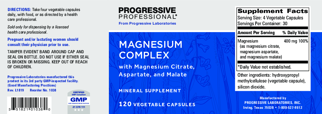 Progressive Labs Magnesium Complex 120 Gemüsekapseln