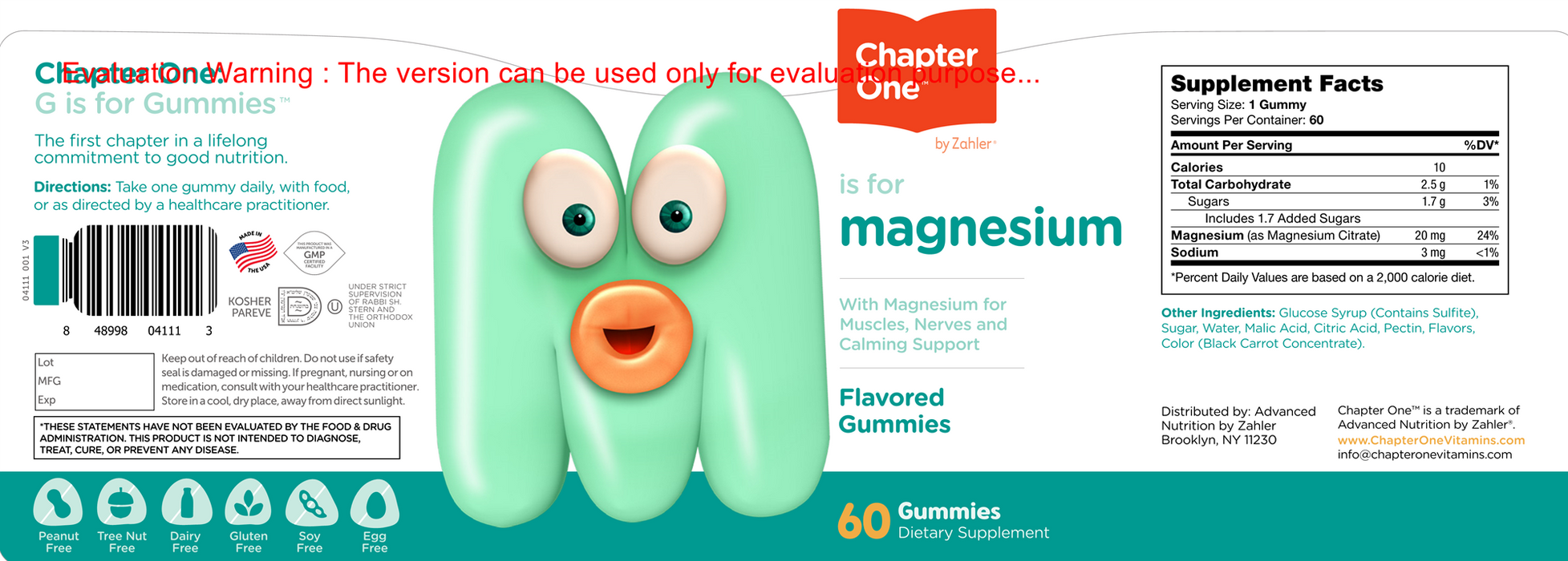 Chapter One M is for Magnesium 60 gummies