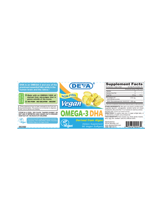 Deva Nutrition LLC Vegan Omega-3 DHA 200 mg 90 softgels